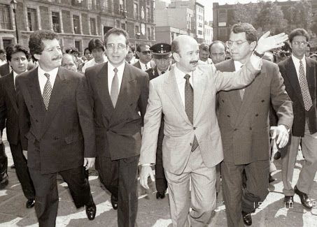 MEXDF 22 MARZO 2004. LUIS DONALDO COLOSIO, ERNESTO ZEDILLO, CARLOS SALINAS DE GORTARI Y MANUEL CAMACHO SOLIS EL 19 OCT 1993. FOTO: FERNANDO CASTILLO/MICPHOTOPRESS